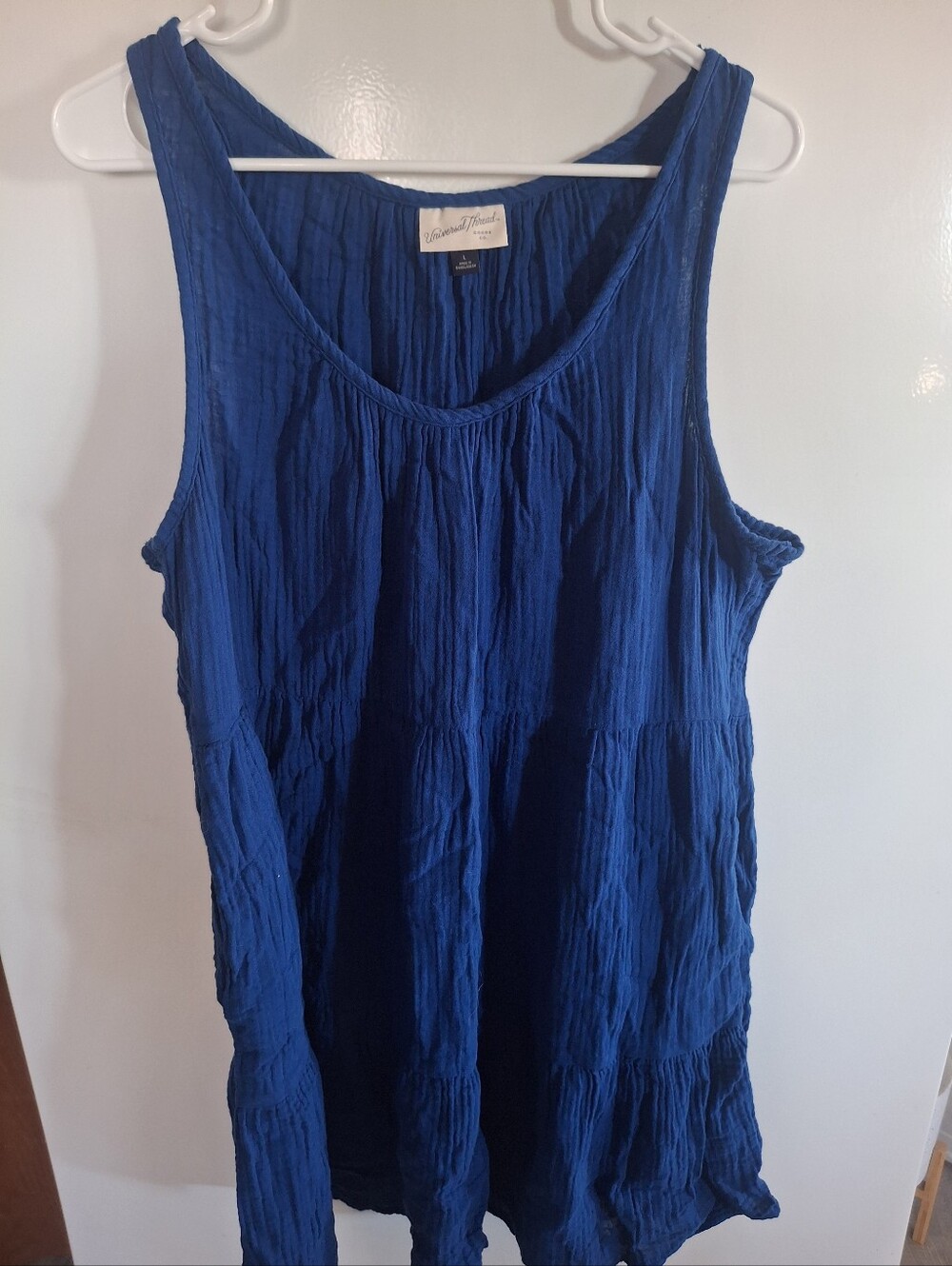 Universal Thread Deep Blue Crinkle Sleeveless Tunic